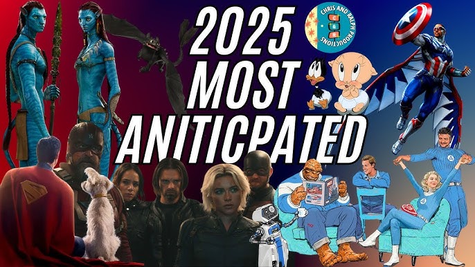 Collage of upcoming movie, television, and video game characters with text "2025 MOST ANTICIPATED"