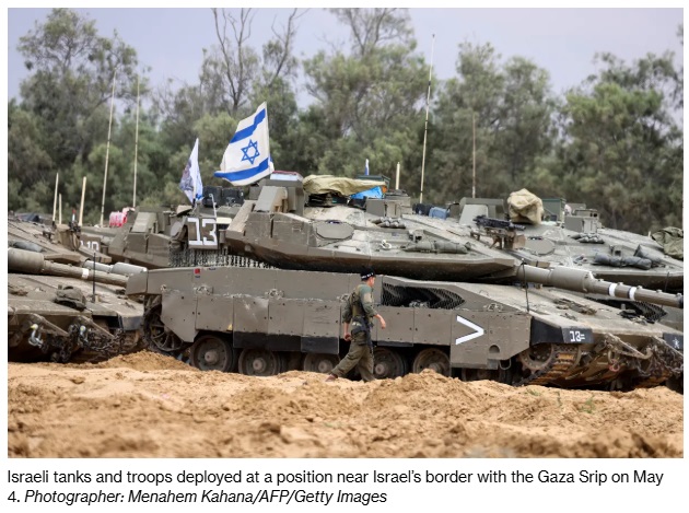 Israel will control ‘all of Gaza’ after latest offensive: Netanyahu | World supports Israel 2 Israeli tanks and troops positioned at the border with Gaza, showcasing military readiness on May 4.