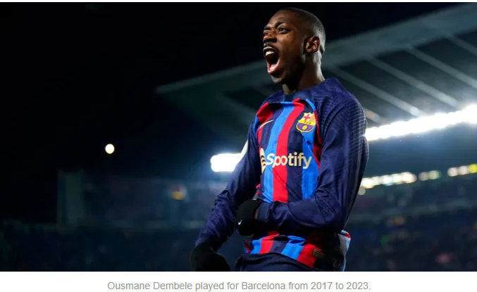 Ousmane Dembélé passionately celebrates during a match for FC Barcelona, highlighting his intense involvement and excitement on the field.