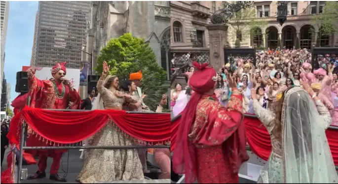 Indian Couple Wedding Baraat New York: Grand Celebration Shuts Down Fifth Avenue, Video Viral