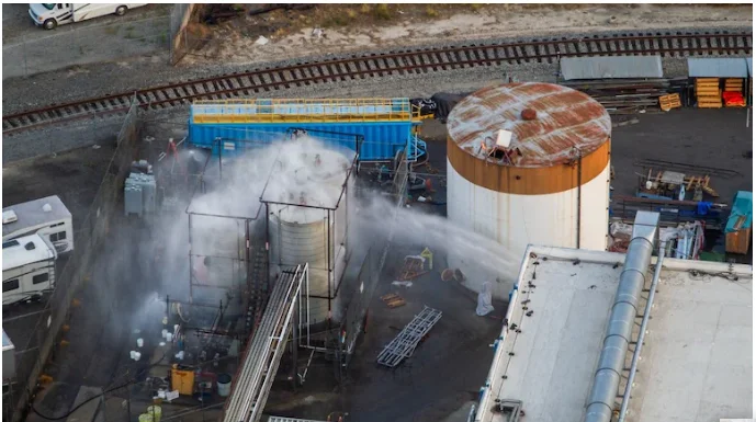 Chemical Explosion Fear Forces Evacuation of 50,000 Residents Near Toxic Tank